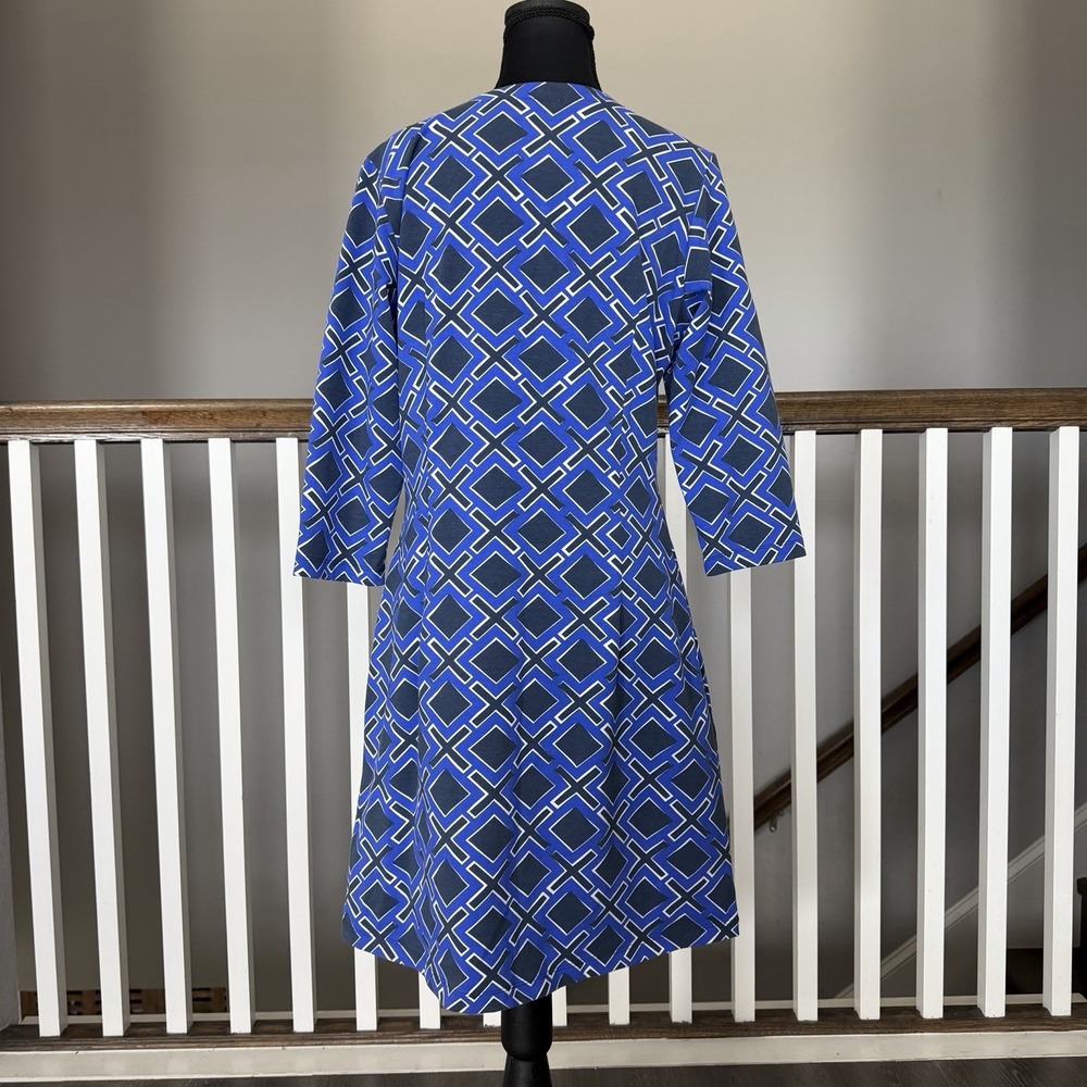 MAHI GOLD Womens Blue 3/4 Sleeve V-Neck Dress Large Preppy  Office Travel Resort - Picture 3 of 9